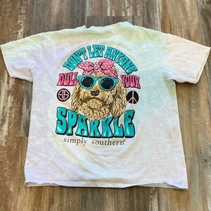 Simply Southern White Tee with Pink and Blue Graphics